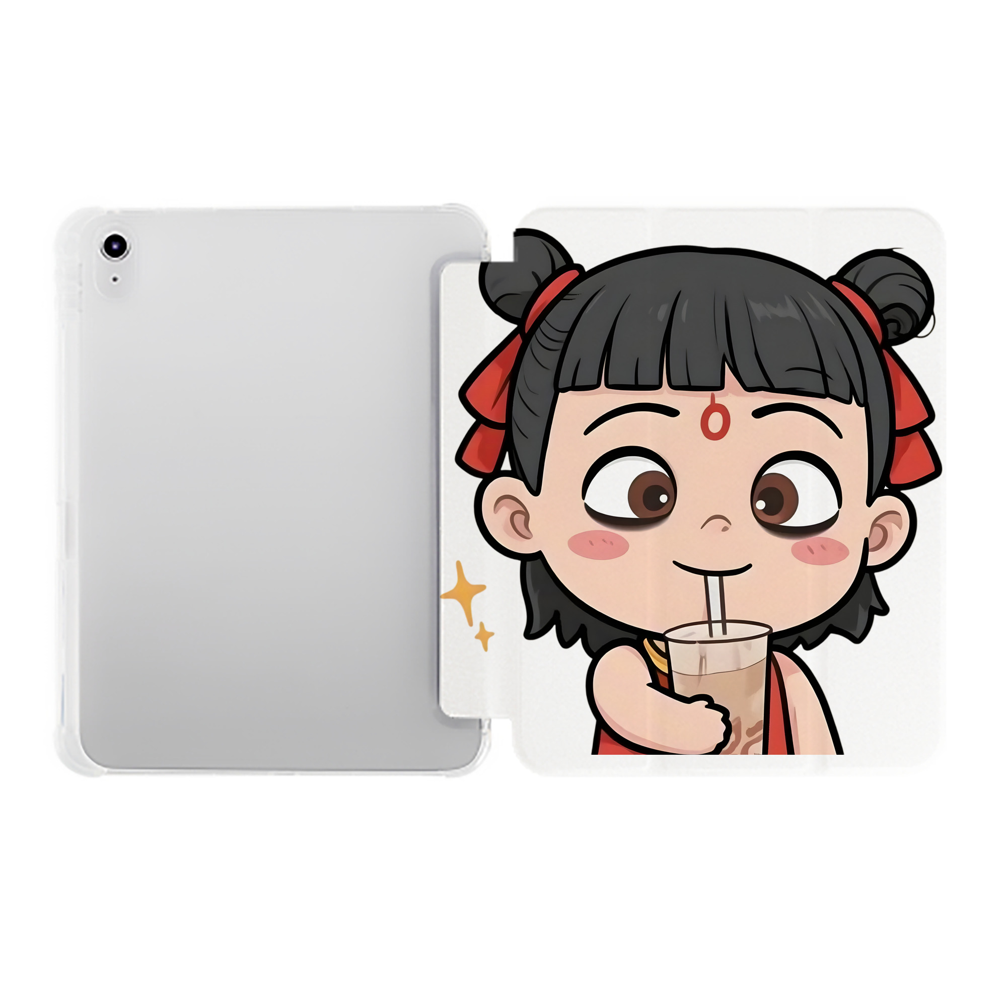 （画像用） Ne Zha 2 ナタ 魔童の大暴れ IPad ケース ペン収納付き 三つ折りスタンド PUレザー×シリコン 対応機種9.5/10.5/10.9インチ